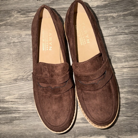 Taryn Rose Shoes - Taryn by Taryn Rose Penny Loafers Lug Sole 8.5 Brown Suede Slip On Comfort Shoe